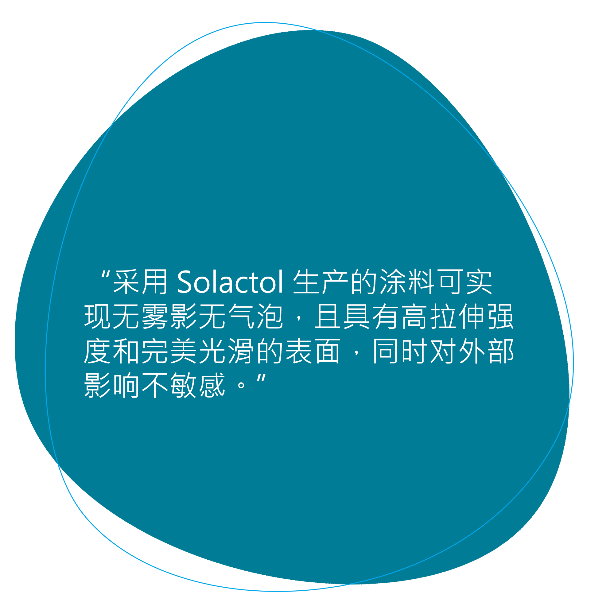 采用 Solactol 生产的涂料可实现无雾影无气泡，且具有高拉伸强度和完美光滑的表面，同时对外部影响不敏感。